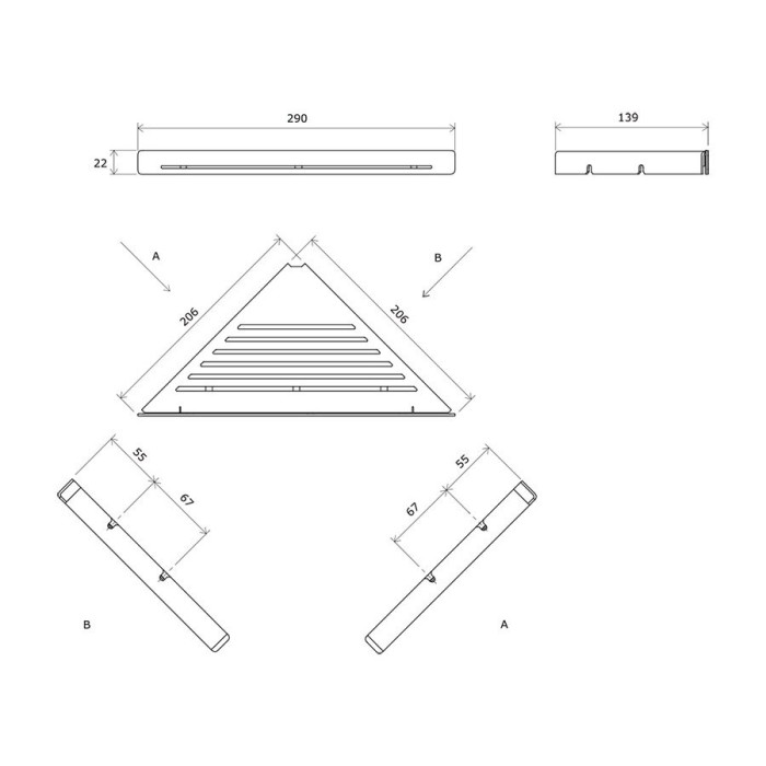 Corner shelf RAVAK Slim C, white-white, X07P652