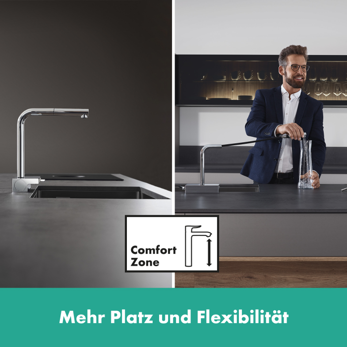 Кухонный смеситель с выдвижным шлангом HANSGROHE Aquno Select M81, 73830800