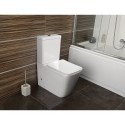 The SAPHO Porto Rimless toilet with a SLIM slow-closing seat is being installed.