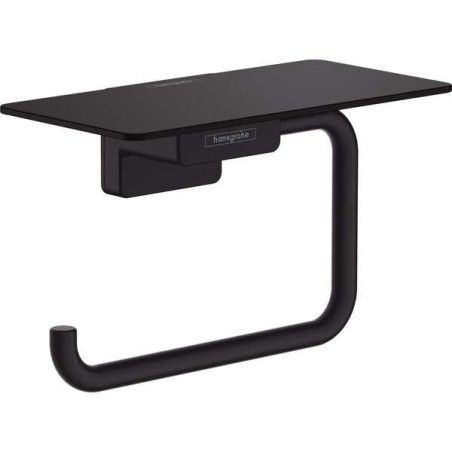 WC-paberite hoidja riiuliga HANSGROHE AddStoris 41772670, must-matt