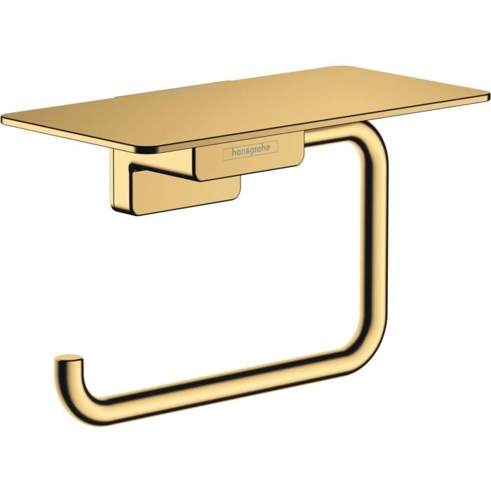 Toilet paper holder with shelf HANSGROHE AddStoris 41772990, polished gold