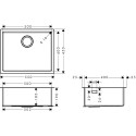 Stainless steel sink HANSGROHE 550 x 500 mm, 43427800