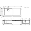 Нержавеющая сталь раковина HANSGROHE 1045 x 510 мм, правая, 43331800