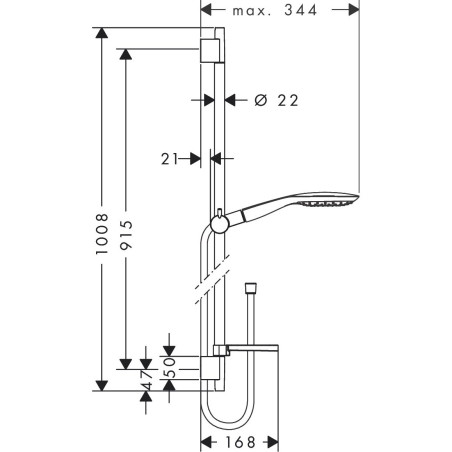 Dušikabiinide komplektid HANSGROHE Raindance Select E 150 3jet & Unica'S Puro 90 cm, 27857000