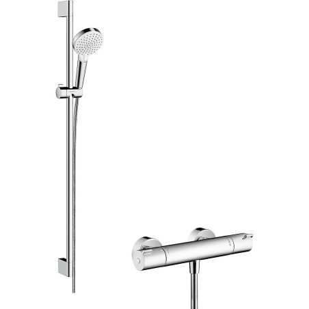 Термостатический душевой смеситель с душевым стойком HANSGROHE Crometta, 27813400, высотой 95,9 см