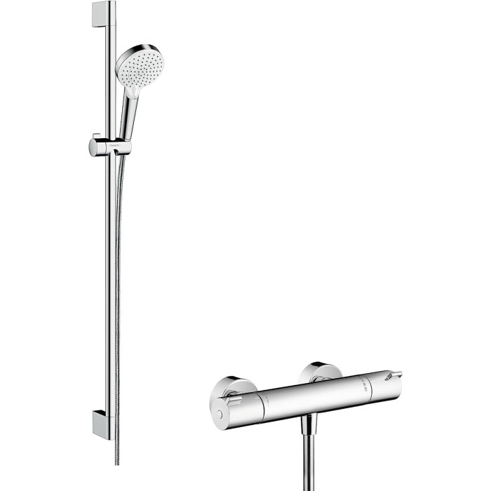 Термостатический душевой смеситель с душевым стойком HANSGROHE Crometta, 27813400, высотой 95,9 см