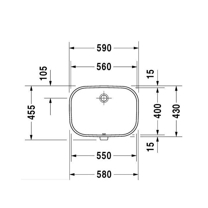 Laual oleva kraanikauss DURAVIT D-kood 560x400, 0338560000