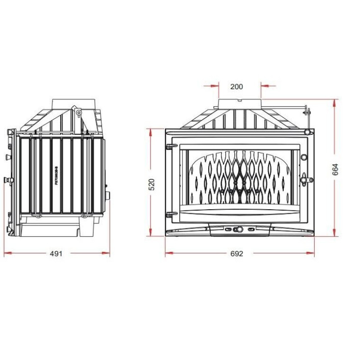 The intended fireplace insert INVICTA Selenic 700 with a straight glass is a damper (9769.75)