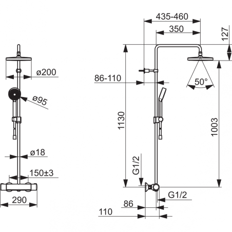 Thermostatic rain shower system ORAS Nova, 7402U-33
