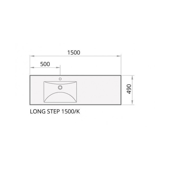 Stone composite furniture washbasin PAA Long Step, 1500 x 490 mm, ILS1500/K/00