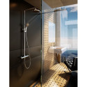 The RAVAK Transformatorius shower stand with a thermostatic mixer is the shower set X070058.