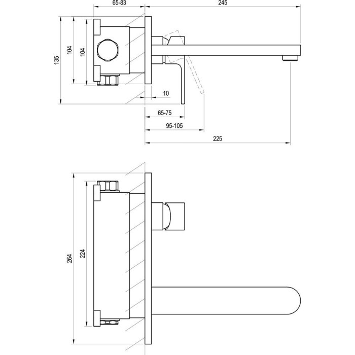 Seinale paigaldatav kraanikauss segisti RAVAK Chrome
