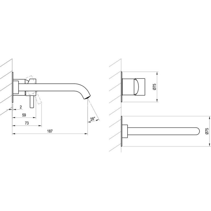 Built-in sink mixer with built-in part RAVAK Espirit, X070278+X070231