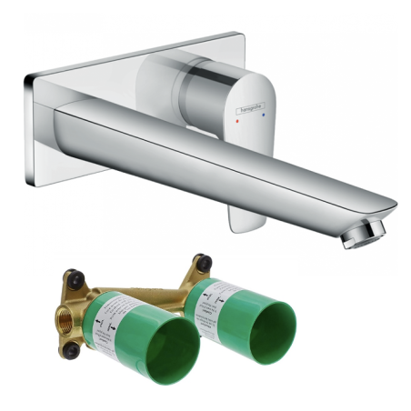 Seinale paigaldatav segisti kraanikausile koos seinale paigaldatava osaga HANSGROHE Talis E 225 mm, 71734000+13622180