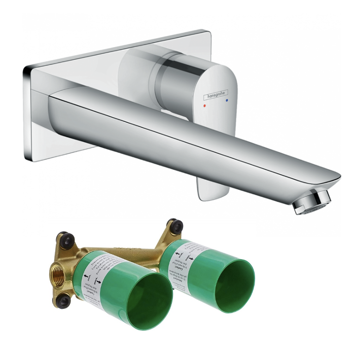 Seinale paigaldatav segisti kraanikausile koos seinale paigaldatava osaga HANSGROHE Talis E 225 mm, 71734000+13622180