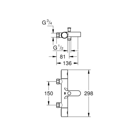Thermostatic mixer for bath-shower GROHE Grohtherm 800 Cosmopolitan, 34770000