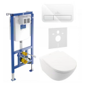 The built-in WC frame (4 in 1 White) is a toilet set Villeroy & Boch Subway 3.0 Twist flush with a slow close lid made of cerami