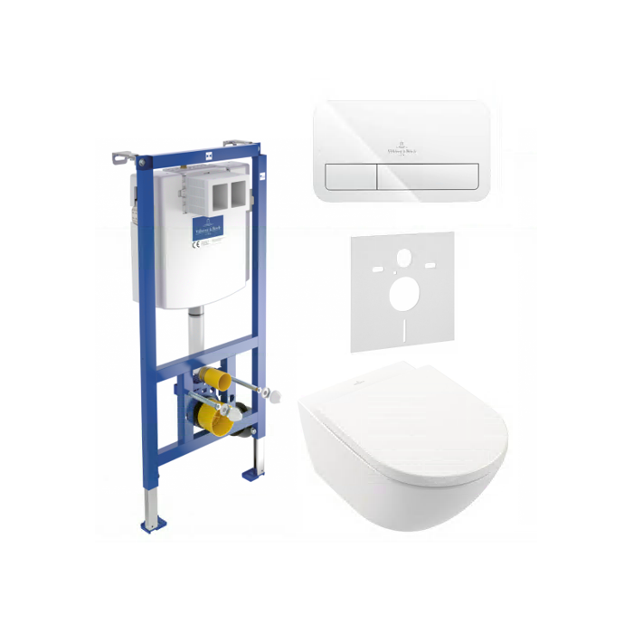 Potinkinio WC raami (4 in 1 White) on villeroy & BOCH Subway 3.0 Twist loputus komplekt koos aeglaselt sulguva kaanega, mis on v