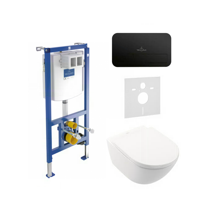 Potinkinio WC raami (4 in 1 Black) on Villeroy & BOCH Subway 3.0 Twist loputus koos aeglaselt sulguva kaanega, mis on valmistatu