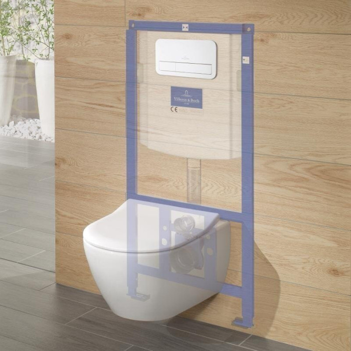 Potinkinio WC raami (4 in 1 Chrome) ja WC komplekt VILLEROY & BOCH Subway 3.0 Twist loputus aeglase sulgemise kaanega ja keraami