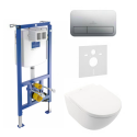 Potinkinio WC raami (4 in 1 poleeritud kroom) on WC komplekt villeroy & BOCH Subway 3.0 Twist loputus koos aeglaselt sulguva kaa