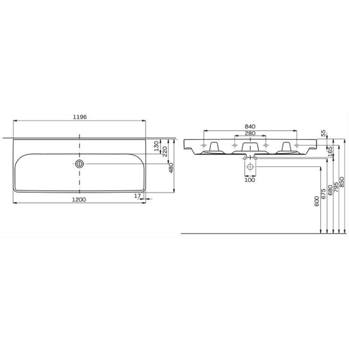 Kapp kraanikauss GEBERIT Smile Square 120 cm