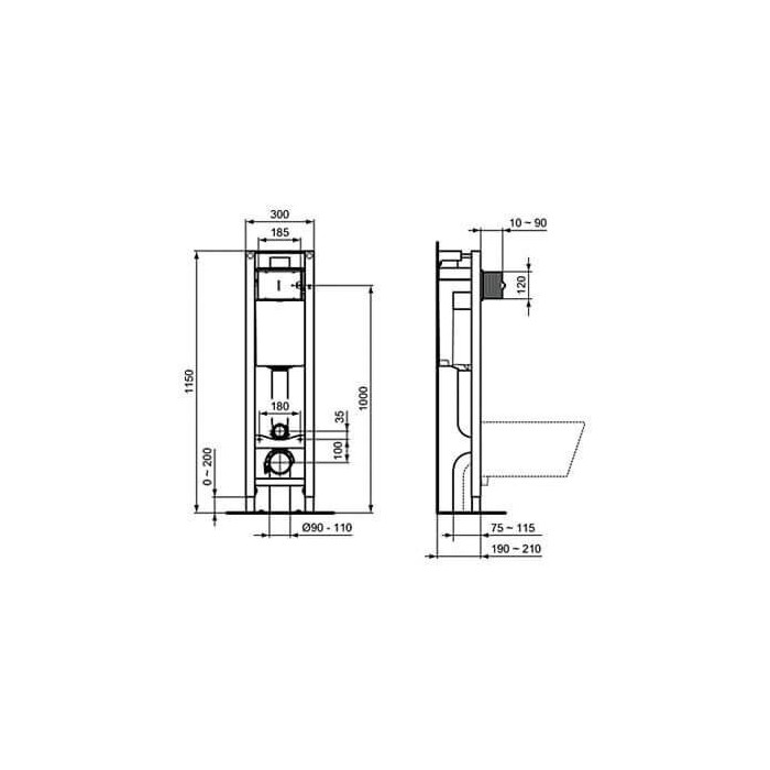 Подводной унитазный каркас IDEAL STANDARD ProSys 30 см (2 в 1), E233267