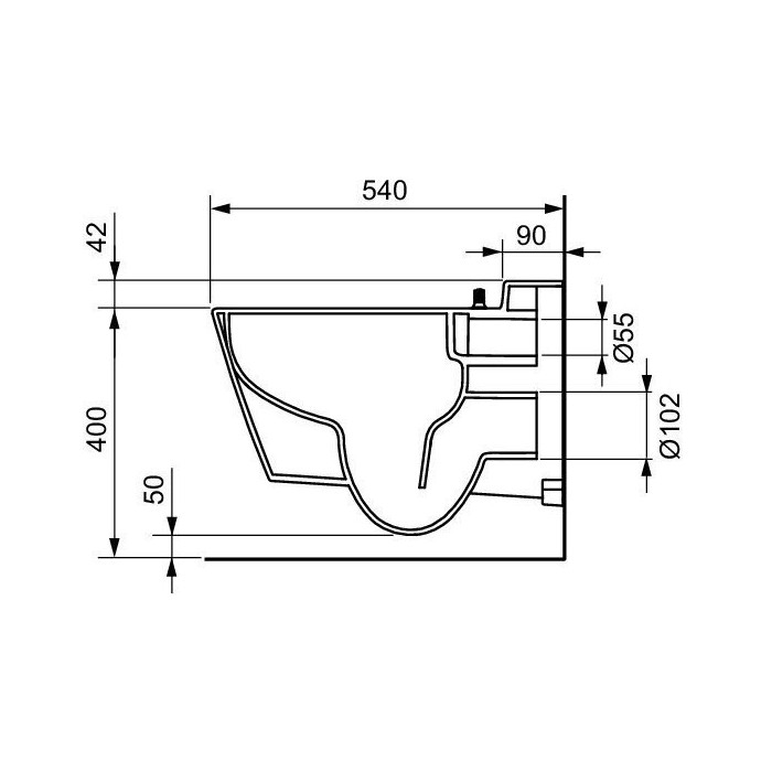 Rippuv WC-pott TECEone Rimless koos iste ja kaanega