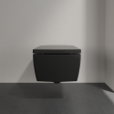 Wall-hung toilet VILLEROY & BOCH Memento 2.0 DirectFlush with a thick soft-close seat, featuring Ebony Ceramic Plus coating