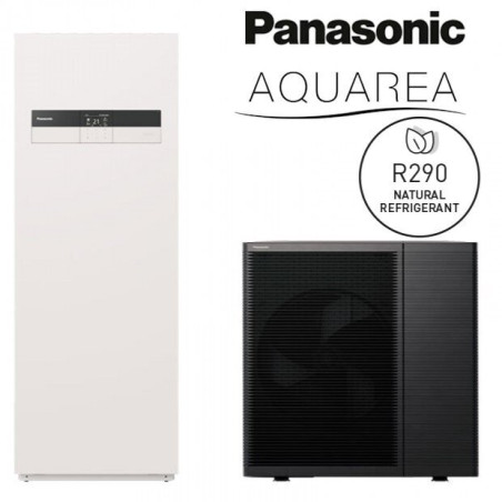 New generation air-water heat pump 3 kW PANASONIC Aquarea with integrated 185 l boiler, single-phase