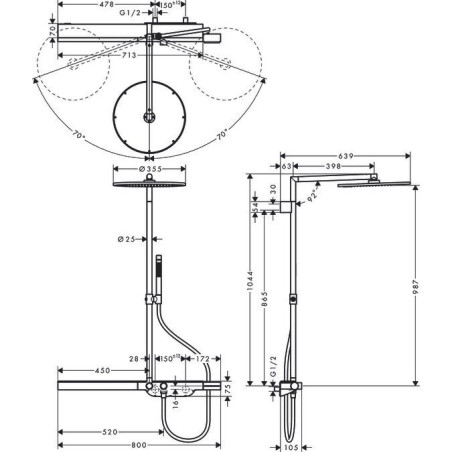 Termostaatiline vihmadušisüsteem HANSGROHE AXOR ShowerSolutions, 27984000