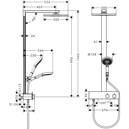 Termostaatiline vihmadušisüsteem HANSGROHE Raindance E, 27361000