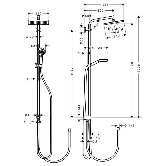 Dušikomplektid HANSGROHE Crometta E 240, 27289000