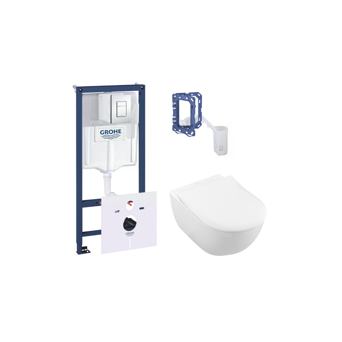 GROHE Rapid SL 5 in 1 concealed toilet frame + VILLEROY & BOCH Subway 2.0 Direct Flush WC with SlimSeat toilet