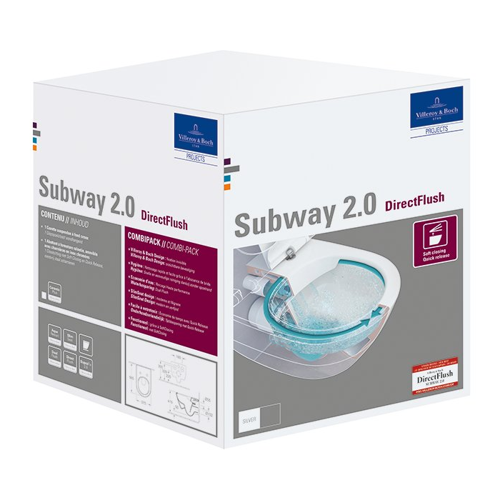 GROHE Rapid SL 5 in 1 concealed toilet frame + VILLEROY & BOCH Subway 2.0 Direct Flush WC with SlimSeat toilet