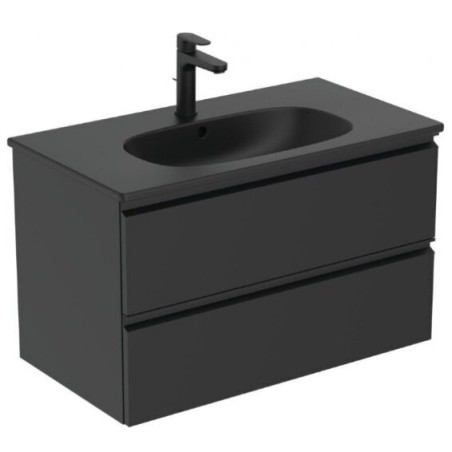 Kinnitav vannitoakapp koos valamuga IDEAL STANDARD Tesi 60 cm, must-matt