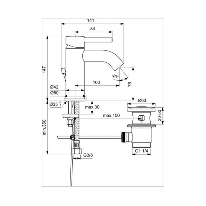 Смеситель для раковины IDEAL STANDARD Ceraline, BC193XG