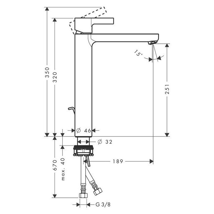 Смеситель для раковины HANSGROHE Metris S, 31022000