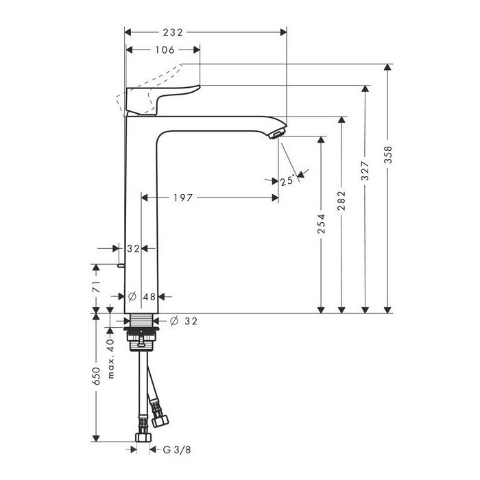 Kätevanni segisti HANSGROHE Metris 260, 31082000