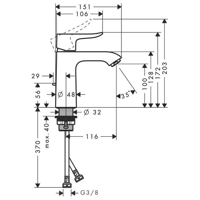 Смеситель для раковины HANSGROHE Metris 110, 31080000