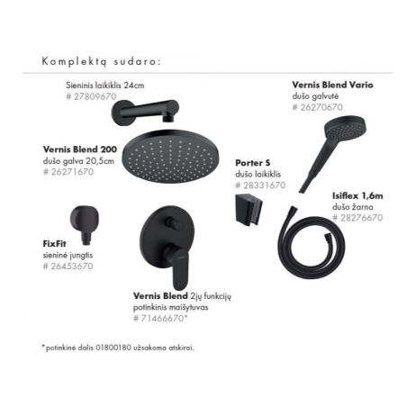 Potikend dušikomplektid HANSGROHE Vernis Shape 200