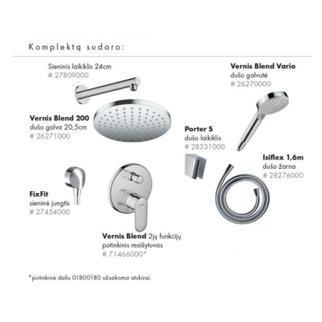 Built-in shower sets HANSGROHE Vernis Shape 200