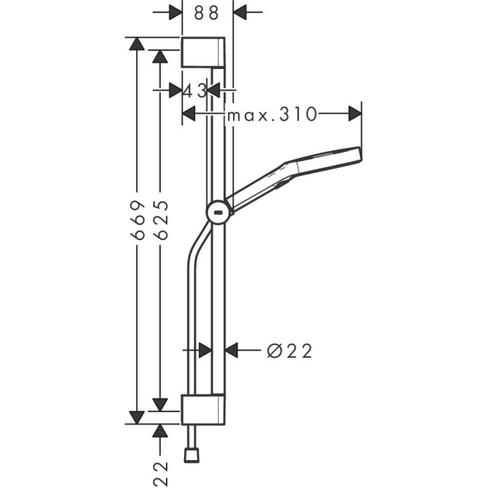 HANSGROHE Rainfinity S Puro 65 cm shower stand sets, 28745000