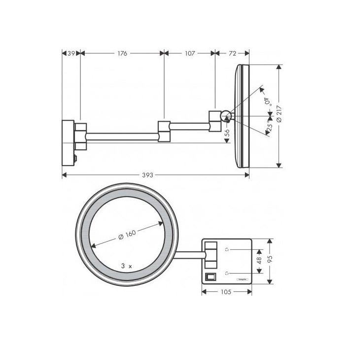Mirror for shaving with LED light HANSGROHE AddStoris, 41790000