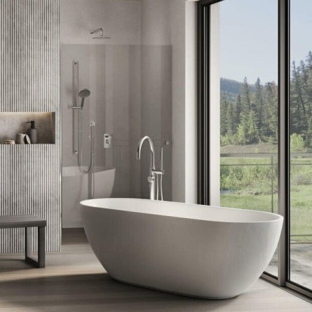 Stone composite bathtub BALTECO Fabo 170 x 72 cm, white-matt