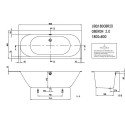 Rectangular bathtub VILLEROY & BOSH Oberon 2.0 made of Quaryl material 800 x 1800 mm