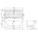 Прямоугольная ванна у стены VILLEROY & BOSH Oberon 2.0 из материала Quaryl 800 x 1800 мм