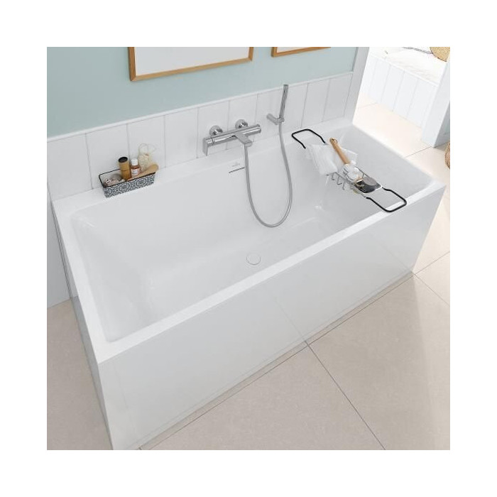Rectangular bathtub with a silent siphon VILLEROY & BOSH Subway 3.0 made of Quaryl material 800 x 1800 mm