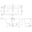 Прямоугольная ванна с тихим сифоном VILLEROY & BOSH Subway 3.0 из материала Quaryl 800 x 1800 мм