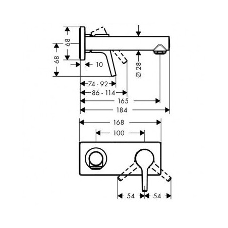 Potikku segisti kraanikaussi HANSGROHE Talis S 165 mm, 72110000
